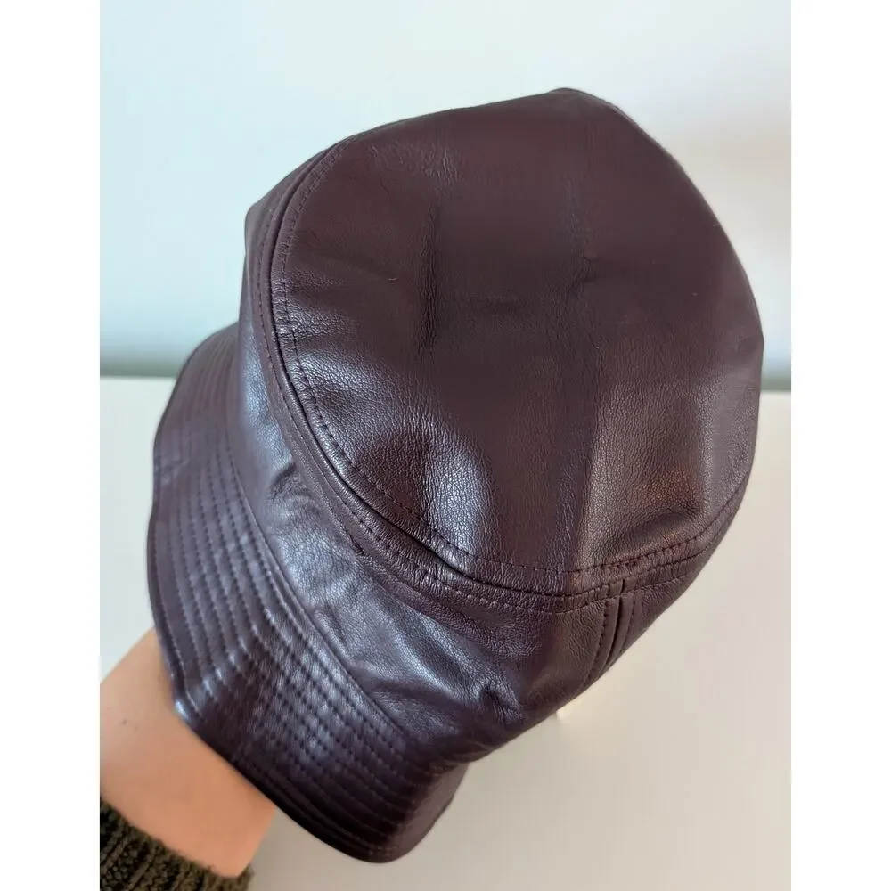 Stand Studio Vida Burgundy Faux Leather Bucket Hat NEW!